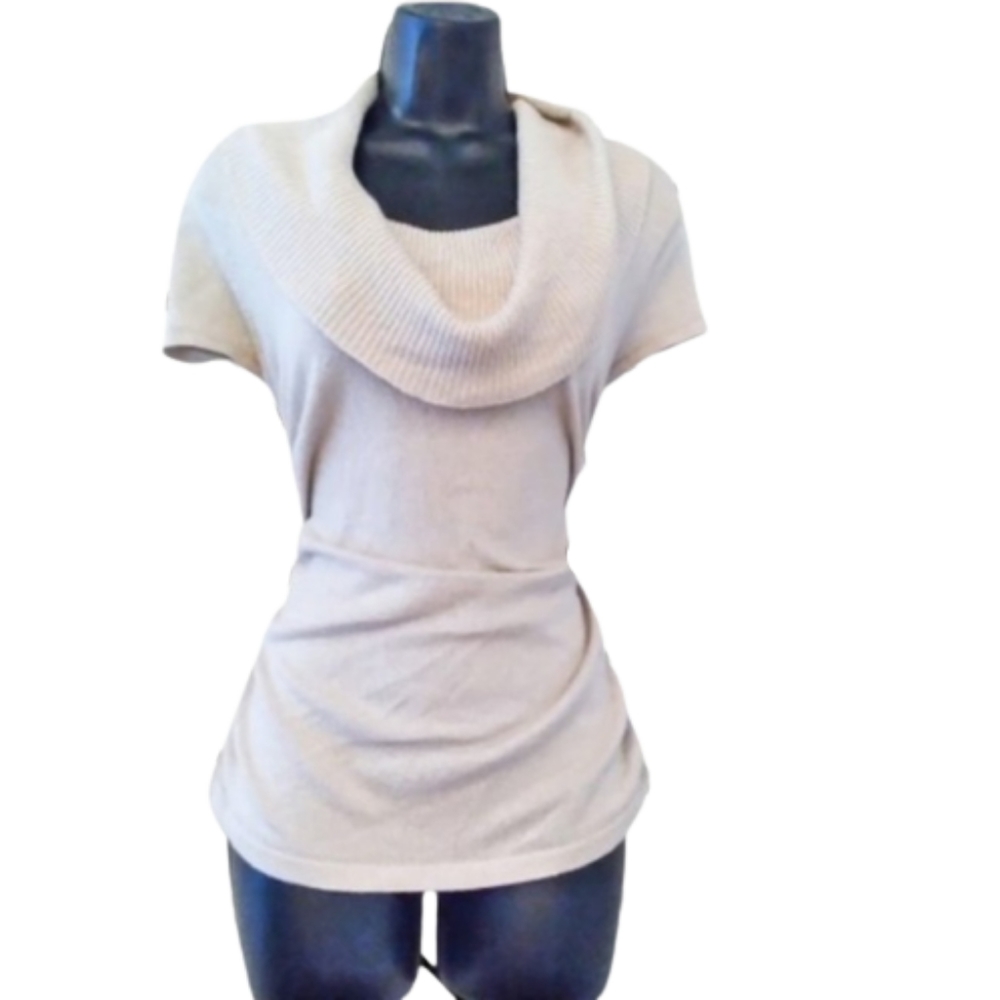 APT. 9 Metallic Cowl Neck Short Sleeve Ruched Sweater - Picture 1 of 14